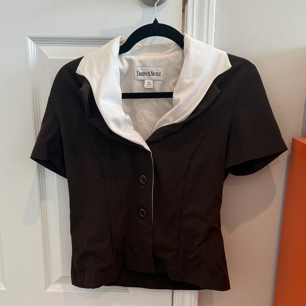 Vintage Double Lapel Brown short sleeve